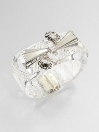 From the Teatro Moderne Collection. Beautifully hand-crafted lucite in an intricate design embellished with an Art Deco-inspired motif accented sparkling Swarovski crystals. LuciteSwarovski crystalsRhodium-platedDiameter, about 2.5Hinged, magnetic closureMade in USA From the Teatro Moderne Collection. Beautifully hand-crafted lucite in an intricate design embellished with an Art Deco-inspired motif accented sparkling Swarovski crystals. LuciteSwarovski crystalsRhodium-platedDiameter, about 2.5Hinged, magnetic closureMade in USA