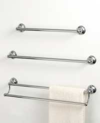 This Laural Avenue towel bar from Gatco features a simple design in polished nickel for an elegant display that coordinates with any bath decor. This Laural Avenue towel bar from Gatco features a simple design in polished nickel for an elegant display that coordinates with any bath decor.