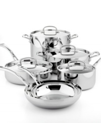 Bonjour amazing meals! A three-layer design features a pure aluminum core enveloped in stainless steel for even, quick and powerful heating. Elegantly crafted with contoured handles, classic shapes & professional precision, this cultured collection transports the art of French cooking into your kitchen. Lifetime warranty. Bonjour amazing meals! A three-layer design features a pure aluminum core enveloped in stainless steel for even, quick and powerful heating. Elegantly crafted with contoured handles, classic shapes & professional precision, this cultured collection transports the art of French cooking into your kitchen. Lifetime warranty.
