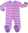 Leveret Footed Purple & Pink Striped Fleece Pajama Sleeper (Size 6m-5t)