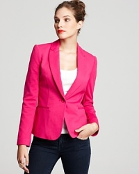 Forget menswear-inspired suiting, this Lilly Pulitzer blazer has a super-feminine feel with a body-con silhouette accentuated by a vibrant hue. Forget menswear-inspired suiting, this Lilly Pulitzer blazer has a super-feminine feel with a body-con silhouette accentuated by a vibrant hue.