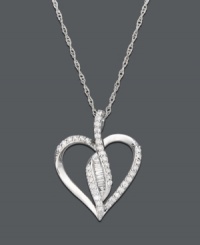 Open your heart and let love in. This sleek open-heart pendant by Wrapped in Love™ features a unique central design covered in round-cut and baguette-cut diamond (1/4 ct. t.w.). Necklace crafted in sterling silver. Approximate length: 18 inches. Approximate drop: 5/8 inch. Open your heart and let love in. This sleek open-heart pendant by Wrapped in Love™ features a unique central design covered in round-cut and baguette-cut diamond (1/4 ct. t.w.). Necklace crafted in sterling silver. Approximate length: 18 inches. Approximate drop: 5/8 inch.