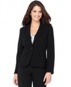 This jacket is sleek suiting made simple. It pairs easily with pants and skirts already in your wardrobe or can be easily coordinated with other pieces from Kasper's collection of suiting separates.