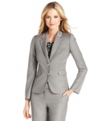 Two shiny turnlock closures give Calvin Klein's jacket polished modern appeal. Easily pairs with other pieces from the full collection of suit separates.