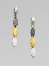 From the Willow Collection. A quartet of hammered metals - yellow gold and white and blackened sterling silver - create an elegant drop design.24k yellow gold Sterling silver Length, about 2 Post-back Imported From the Willow Collection. A quartet of hammered metals - yellow gold and white and blackened sterling silver - create an elegant drop design.24k yellow gold Sterling silver Length, about 2 Post-back Imported
