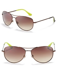 kate spade has downsized classic aviator sunglasses. With a double bridge design and adjustable nose tabs to help to secure fit.