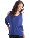 GUESS Ivy Three-Quarter Sleeve Top, BOHO BLUE (SMALL)