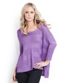 GUESS Three-Quarter Sleeve Open Stitch Boxy Sw, AFRICAN VIOLET (LARGE) GUESS Three-Quarter Sleeve Open Stitch Boxy Sw, AFRICAN VIOLET (LARGE)