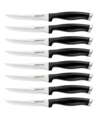 With style that rivals the world's chicest steakhouses, no meat eater should be without a Calphalon Contemporary steak knife. Made from high-carbon, German no-stain steel, these fully forged blades boast long-lasting edges that provide expert balance and precision. Lifetime warranty. With style that rivals the world's chicest steakhouses, no meat eater should be without a Calphalon Contemporary steak knife. Made from high-carbon, German no-stain steel, these fully forged blades boast long-lasting edges that provide expert balance and precision. Lifetime warranty.