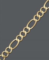 A must-have addition to your accessory collection. Bracelet features a simple chain with a crafty figaro link. Crafted in 14k gold. Approximate length: 9 inches. Approximate width: 5 mm. A must-have addition to your accessory collection. Bracelet features a simple chain with a crafty figaro link. Crafted in 14k gold. Approximate length: 9 inches. Approximate width: 5 mm.