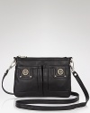 Two shiny turnlocks add gleaming glamour to this luxurious leather crossbody from MARC BY MARC JACOBS.