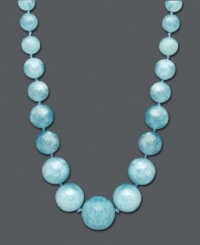 Embrace the blues in cool aqua-colored hues. Necklace crafted in 14k gold with blue aquamarine graduated beads (400 ct. t.w.). Approximate length: 20 inches. Embrace the blues in cool aqua-colored hues. Necklace crafted in 14k gold with blue aquamarine graduated beads (400 ct. t.w.). Approximate length: 20 inches.