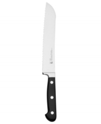 Every knife in the J.A. Henckels International Classic collection has a high-carbon, stainless steel blade for perfect balance and long life. This bread knife goes even further with a serrated blade that cuts without tearing or crushing delicate baked goods. It's a practical and essential addition to any home cook's collection. Lifetime guarantee. Every knife in the J.A. Henckels International Classic collection has a high-carbon, stainless steel blade for perfect balance and long life. This bread knife goes even further with a serrated blade that cuts without tearing or crushing delicate baked goods. It's a practical and essential addition to any home cook's collection. Lifetime guarantee.