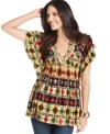 In the print: One World's ikat-inspired print recalls faraway lands. Complete the look with vintage jeans!