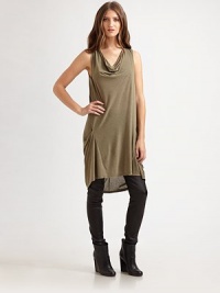 Incredibly soft stretch jersey finished with a draped cowlneck and straight-line silhouette.Draped necklineSleevelessPullover styleAbout 39 from shoulder to hem80% modal/20% nylonHand washMade in USA of imported fabricModel shown is 5'10 (177cm) wearing US size 4. Incredibly soft stretch jersey finished with a draped cowlneck and straight-line silhouette.Draped necklineSleevelessPullover styleAbout 39 from shoulder to hem80% modal/20% nylonHand washMade in USA of imported fabricModel shown is 5'10 (177cm) wearing US size 4.