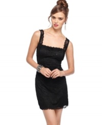 Pretty lace adds allure to this lingerie-inspired dress from Jump! Pair it with sleek accessories for a super femme party look! Pretty lace adds allure to this lingerie-inspired dress from Jump! Pair it with sleek accessories for a super femme party look!