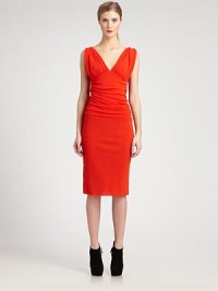 Layers of delicate, brightly-hued knit, tailored with a flattering V neckline and low back.V necklineSleevelessShoulder gathersRuched bodiceV backSignature back loop detailAbout 30 from natural waistFully linedPolyamideDry cleanMade in ItalyModel shown is 5'9½ (176cm) wearing US size Small. Additional Information Women's Premier Designer & Contemporary Size Guide Layers of delicate, brightly-hued knit, tailored with a flattering V neckline and low back.V necklineSleevelessShoulder gathersRuched bodiceV backSignature back loop detailAbout 30 from natural waistFully linedPolyamideDry cleanMade in ItalyModel shown is 5'9½ (176cm) wearing US size Small. Additional Information Women's Premier Designer & Contemporary Size Guide