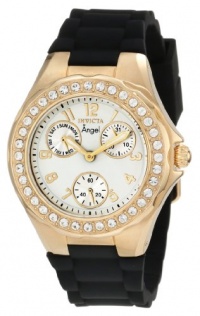 Invicta Women's 1643 Angel Crystal Accented White Dial Black Silicone Watch