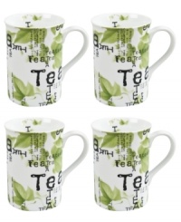 Make time for tea with Konitz mugs. White porcelain sprinkled with leaves inside and out is easy to clean, easy to heat and a perfect way to enjoy a proper cafe cup at home. Make time for tea with Konitz mugs. White porcelain sprinkled with leaves inside and out is easy to clean, easy to heat and a perfect way to enjoy a proper cafe cup at home.