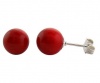 Sterling Silver 8-9mm Round Red Coral Stud Earrings.