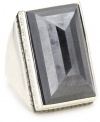 Judith Jack Magnifique Sterling Silver, Marcasite and Hematite Rectangle Ring, Size 7