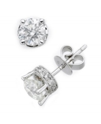 A must-have for every woman's wardrobe -- these timeless studs boast a little extra flair. Round-cut diamonds (1/2 ct. t.w.) feature a four-prong, 14k white gold setting with intricate filigree detailing at the sides. A must-have for every woman's wardrobe -- these timeless studs boast a little extra flair. Round-cut diamonds (1/2 ct. t.w.) feature a four-prong, 14k white gold setting with intricate filigree detailing at the sides.