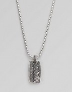 Polished sterling silver chain with pavé black diamond dog tag. Necklace, about 22 long Pendant, about 1½ X ¾ 3.06 tcw Signature initials on tag Lobster clasp Imported