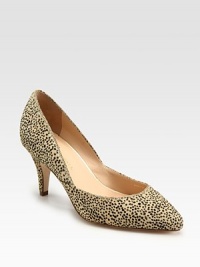 Textured calf hair in an alluring, subtle leopard print, finished with a slight heel and point toe. Self-covered heel, 3 (75mm)Leopard-print calf hair upperLeather lining and solePadded insoleImportedOUR FIT MODEL RECOMMENDS ordering true size. 