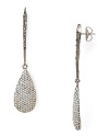 Downtown style goes from gritty to glam in these drop earrings from Made Her Think. The talon shape is decidedly edgy while the dazzling rhinestones work a tony side.