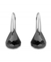 Sleek and refined. Swarovski's Jet Hematite crystal in the exclusive Toupie cut sparkles intensely and dangles from each silver tone mixed metal earring. Approximate drop: 1 inch.