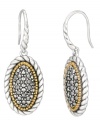 A shapely mix of sparkle and shine. Genevieve & Grace's oval-shaped drop earrings are crafted from sterling silver and 18k gold over sterling silver with glittering marcasite accents. Approximate drop: 1-1/2 inches.