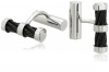 Men's Stainless Steel Cuff Links with Black Cable Detail
