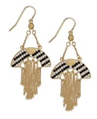 Let style rain supreme. These chic earrings from SIS by Simone I Smith feature cascades of delicate chains combined with sparkling black and white crystals. Crafted in 18k gold over sterling silver. Approximate drop: 2-1/2 inches. Approximate width: 1 inch. Let style rain supreme. These chic earrings from SIS by Simone I Smith feature cascades of delicate chains combined with sparkling black and white crystals. Crafted in 18k gold over sterling silver. Approximate drop: 2-1/2 inches. Approximate width: 1 inch.