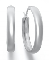 A stylish classic. Touch of Silver's wide hoop earrings are crafted in silver-plated brass with a sterling silver click backing. Approximate diameter: 1 inch. A stylish classic. Touch of Silver's wide hoop earrings are crafted in silver-plated brass with a sterling silver click backing. Approximate diameter: 1 inch.