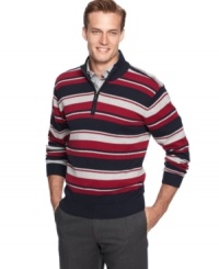Stripes on this John Ashford sweater make the perfect final layer. Stripes on this John Ashford sweater make the perfect final layer.