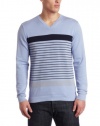 Kenneth Cole Men's V-Neck Printed Stripe Sweater