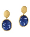 Blue sapphire is framed in 18K yellow gold on these brilliant Marco Bicego earrings.