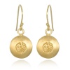 Satya Jewelry Deeply Carved Om 24k Yellow Gold Plate Earrings