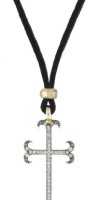 Mizuki 14k Diamond Gothic Cross Necklace On Black Micro Suede Cord, 40 Mizuki 14k Diamond Gothic Cross Necklace On Black Micro Suede Cord, 40