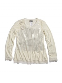 GUESS Kids Girls Big Girl Top With Sequins, CREAM (16) GUESS Kids Girls Big Girl Top With Sequins, CREAM (16)