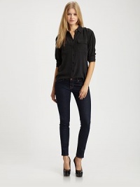 Five-pocket stretch cotton denim style has J Brand's slimmest leg.THE FITFlat front 10 leg opening Graded rise, about 7½ Inseam, about 29THE DETAILSButton and zip fly Belt loops Rivet detail Plain back pockets Cotton/spandex; machine wash Made in USA Five-pocket stretch cotton denim style has J Brand's slimmest leg.THE FITFlat front 10 leg opening Graded rise, about 7½ Inseam, about 29THE DETAILSButton and zip fly Belt loops Rivet detail Plain back pockets Cotton/spandex; machine wash Made in USA