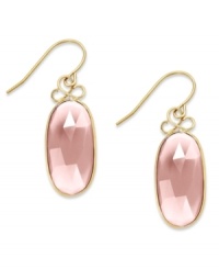 A touch of color livens any look. These stunning 10k gold earrings feature oval-cut pink chalcedony stones (10 ct. t.w.) on french wire. Approximate drop: 1-1/2 inches.