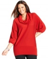 Stay warm this season in Style&co.'s three-quarter-sleeve plus size sweater, punctuated by a cowl neckline.
