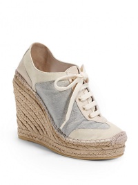 THE LOOKSneaker-inspired designFabric, leather and suede upperLace-up closurePadded insoleEspadrille wedge, 4½ (115mm)Wooden platform, 1 (25mm)Compares to a 3½ heel (90mm)THE MATERIALFabric, leather and suede upperLeather lining and soleORIGINMade in Spain THE LOOKSneaker-inspired designFabric, leather and suede upperLace-up closurePadded insoleEspadrille wedge, 4½ (115mm)Wooden platform, 1 (25mm)Compares to a 3½ heel (90mm)THE MATERIALFabric, leather and suede upperLeather lining and soleORIGINMade in Spain
