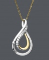 A simple drop with a lot of style. Swirling teardrop pendant features a versatile sterling silver and 14k gold setting with a dusting of sparkling diamond accents. Approximate length: 18 inches. Approximate drop: 7/8 inch.