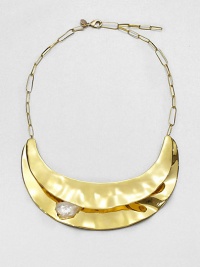 From the Miss Havisham Collection. Like a work of modern sculpture, these two undulating layers of polished goldtone have a luminous surprise - a doublet of mother-of-pearl and white quartz peeking out from in between.Mother-of-pearl and white quartzGoldtoneLength, about 16 plus 3 extenderLobster claspMade in USA From the Miss Havisham Collection. Like a work of modern sculpture, these two undulating layers of polished goldtone have a luminous surprise - a doublet of mother-of-pearl and white quartz peeking out from in between.Mother-of-pearl and white quartzGoldtoneLength, about 16 plus 3 extenderLobster claspMade in USA