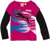 Puma Girl's 2-6X Shadow Cat Slider Long Sleeve Tee, Pink, 6 Puma Girl's 2-6X Shadow Cat Slider Long Sleeve Tee, Pink, 6
