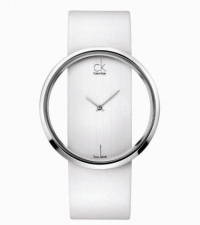 Calvin Klein CK Style Quartz and White Leather Strap with Crystal Clear Dial - Women's Watch Calvin Klein CK Style Quartz and White Leather Strap with Crystal Clear Dial - Women's Watch