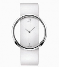 Calvin Klein CK Style Quartz and White Leather Strap with Crystal Clear Dial - Women's Watch