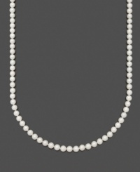 Channel the glamour of style experts like Audrey Hepburn. Necklace by Belle de Mer features a classic look with AA Akoya cultured pearls (6-1/2-7 mm) set in 14k gold. Approximate length: 16 inches. Channel the glamour of style experts like Audrey Hepburn. Necklace by Belle de Mer features a classic look with AA Akoya cultured pearls (6-1/2-7 mm) set in 14k gold. Approximate length: 16 inches.